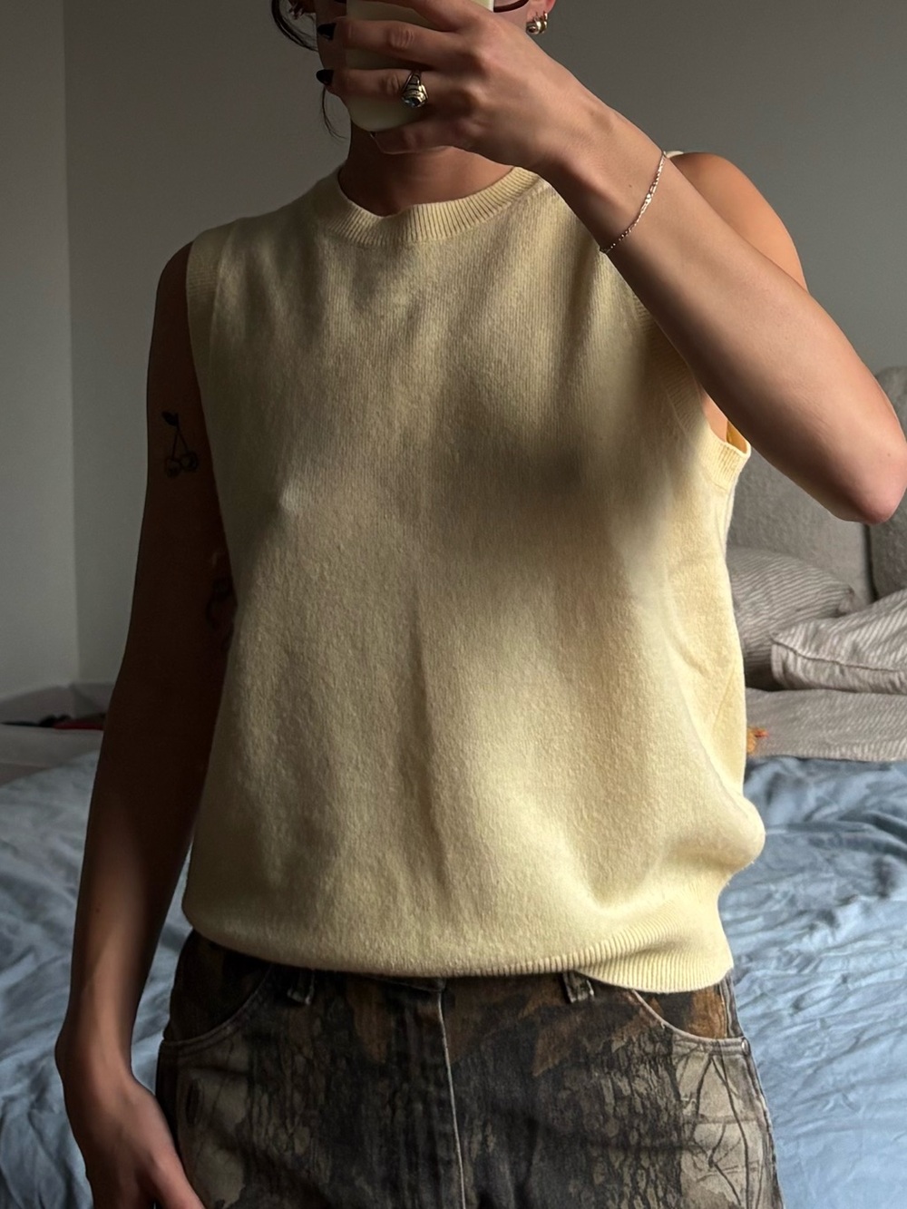 Aritzia Bare Cashmere Monogram Sweater Vest